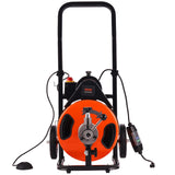 VEVOR Drain Cleaning Machine 50 FT x 1/2 Inch, Sewer Snake Machine Auto Feed, Drain Auger Cleaner with 4 Cutter & Air-Activated Foot Switch for 1" to