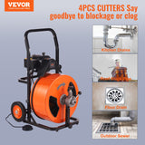 VEVOR Drain Cleaner Machine Electric Drain Auger 100 FT x 3/4In Auto Feed - Front View