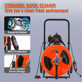 VEVOR Drain Cleaner Machine Electric Drain Auger 100 FT x 3/4In Auto Feed - Rear View