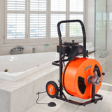 VEVOR Drain Cleaner Machine Electric Drain Auger 100 FT x 3/4In Auto Feed - Low Angle