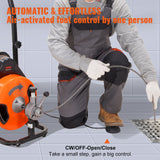 VEVOR Drain Cleaner Machine 75FT x 3/8Inch, Auto Feed Sewer Snake Auger with 4 Cutter & Air-activated Foot Switch for 2