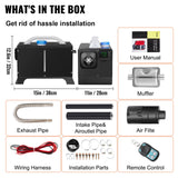 VEVOR Diesel Air Heater 8KW, All in One 12V Truck Heater, Parking Heater with Black LCD, Remote Control, Fast Heating Diesel Heater for RV Truck, Boat, Bus, Car Trailer, Motorhomes - Rear View