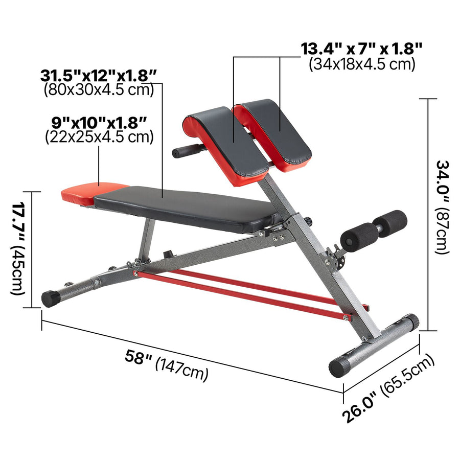 Multi-Functional Weight Bench for Full Body Workout, Roman Chair Hyperextension Bench, 660 lbs Adjustable Extension Equipment for Back Arm Core Ab Workout, Sit Up Exercise Machine for Home Gym