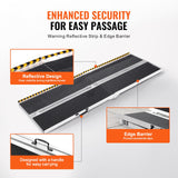 VEVOR Portable Wheelchair Ramp, 213 cm 363 kg Capacity, Non-Slip Aluminum Folding Threshold Ramp, Foldable Mobility Scooter Ramp Wheel Chair Ramp, Handicap Ramp for Home Steps, Stairs, Doorways, Curbs - Top-Down View