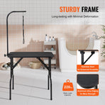 Pet Grooming Table Arm with Clamp, 808 x 460 mm Dog Grooming Station, Foldable Pets Grooming Stand for Medium and Small Dogs, Free No Sit Haunch Holder with Grooming Loop, Bearing 99.8kg