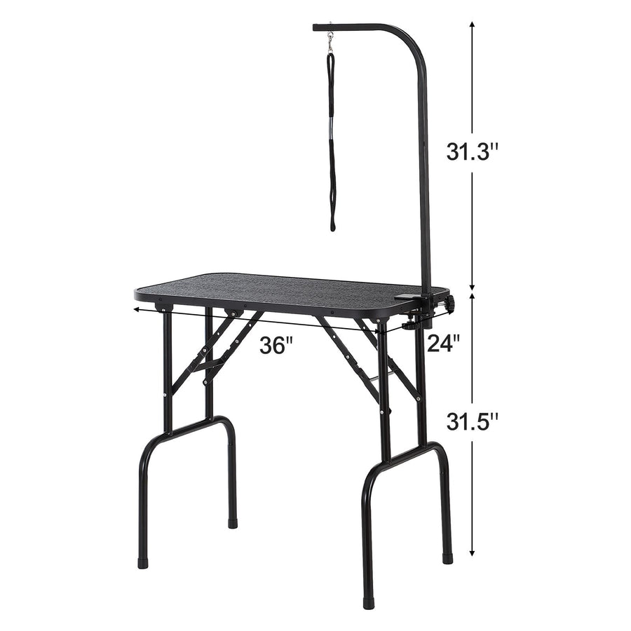 Pet Grooming Table Arm with Clamp, 808 x 460 mm Dog Grooming Station, Foldable Pets Grooming Stand for Medium and Small Dogs, Free No Sit Haunch Holder with Grooming Loop, Bearing 99.8kg