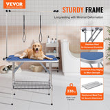 VEVOR Pet Grooming Table Two Arms with Clamp, 915 x 610mm Dog Grooming Station, Foldable Pets Grooming Stand for Medium and Small Dogs, Free Two No Sit Haunch Holder with Grooming Loop, Bearing 150kg - Front View
