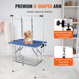 VEVOR Pet Grooming Table Two Arms with Clamp, 915 x 610mm Dog Grooming Station, Foldable Pets Grooming Stand for Medium and Small Dogs, Free Two No Sit Haunch Holder with Grooming Loop, Bearing 150kg - Top-Down View