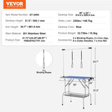 VEVOR Pet Grooming Table Two Arms with Clamp, 915 x 610mm Dog Grooming Station, Foldable Pets Grooming Stand for Medium and Small Dogs, Free Two No Sit Haunch Holder with Grooming Loop, Bearing 150kg - Close-Up Angle