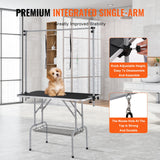 VEVOR Pet Grooming Table Two Arms with Clamp, 117cm Dog Grooming Station, Foldable Pets Grooming Stand for Medium and Small Dogs, Free Two No Sit Haunch Holder with Grooming Loop, Bearing 149.7kg - Top-Down View