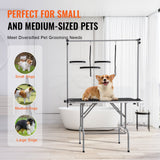 VEVOR Pet Grooming Table Two Arms with Clamp, 117cm Dog Grooming Station, Foldable Pets Grooming Stand for Medium and Small Dogs, Free Two No Sit Haunch Holder with Grooming Loop, Bearing 149.7kg