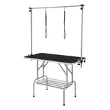 VEVOR Pet Grooming Table Two Arms with Clamp, 117cm Dog Grooming Station, Foldable Pets Grooming Stand for Medium and Small Dogs, Free Two No Sit Haunch Holder with Grooming Loop, Bearing 149.7kg