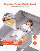 VEVOR Foldable Baby Changing Diaper Station with Side Basket & Wheels Light Gray - 45-Degree Angle