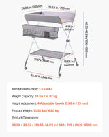 VEVOR Foldable Baby Changing Diaper Station with Side Basket & Wheels Light Gray - Close-Up Angle