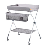 VEVOR Foldable Baby Changing Diaper Station with Side Basket & Wheels Light Gray - Extra Image
