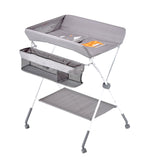 VEVOR Foldable Baby Changing Diaper Station with Side Basket & Wheels Light Gray - Extra Image