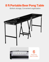 VEVOR 2.4 m Folding Beer Pong Tailgate Table Party Drinking Game Carrying Handle - Front View