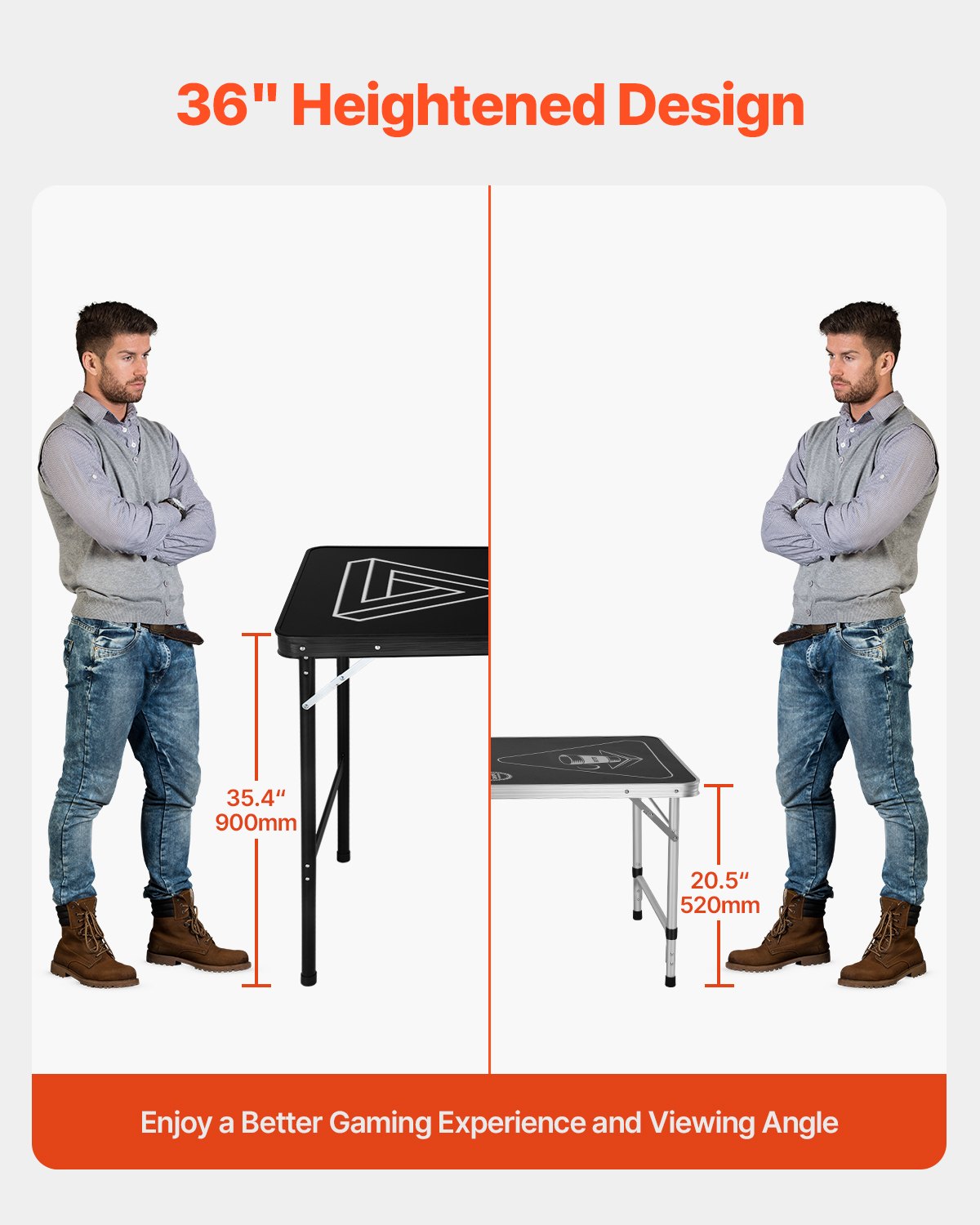 VEVOR 2.4 m Folding Beer Pong Tailgate Table Party Drinking Game Carrying Handle