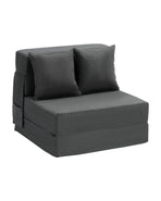 Folding Sofa Bed, 3-in-1 Foldable Couch Bed with 2 Pillows and Washable Cover, 25D High Density Memory Foam Convertible Sleeper Chair Bed, Futon Couch for Living Room, Bedroom, Dark Grey(Single)