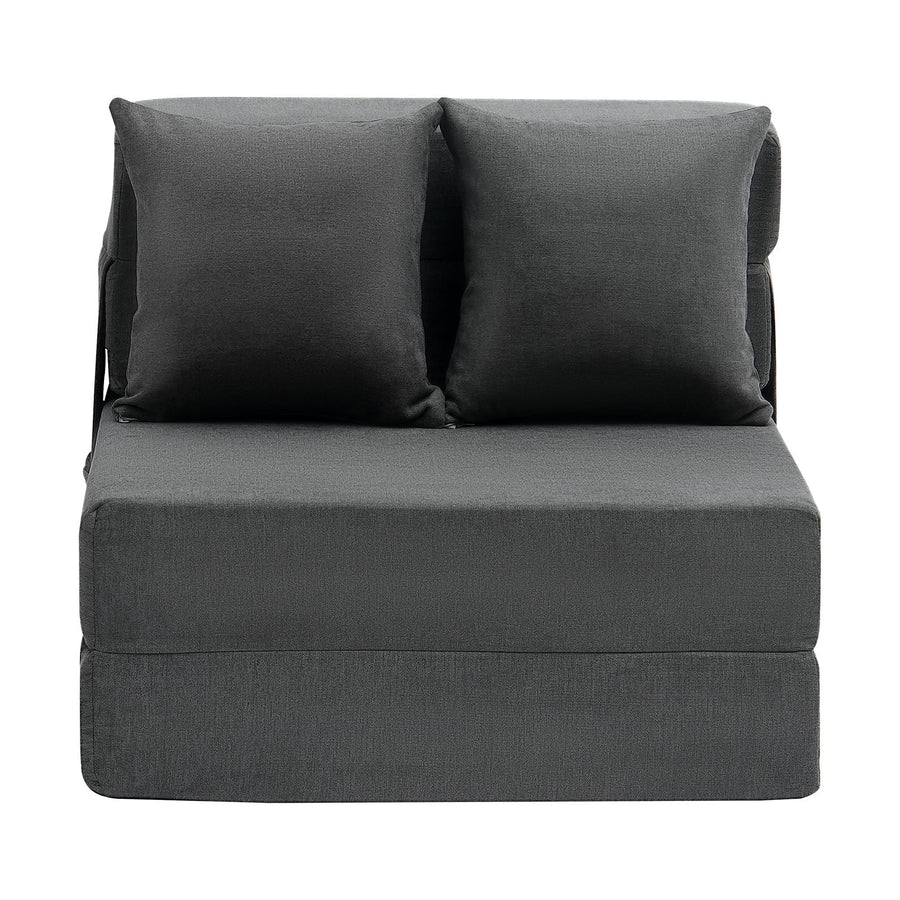Folding Sofa Bed, 3-in-1 Foldable Couch Bed with 2 Pillows and Washable Cover, 25D High Density Memory Foam Convertible Sleeper Chair Bed, Futon Couch for Living Room, Bedroom, Dark Grey(Single)