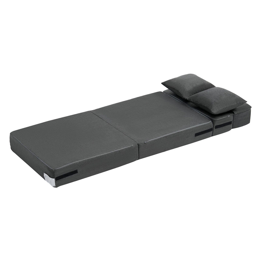 Folding Sofa Bed, 3-in-1 Foldable Couch Bed with 2 Pillows and Washable Cover, 25D High Density Memory Foam Convertible Sleeper Chair Bed, Futon Couch for Living Room, Bedroom, Dark Grey(Single)