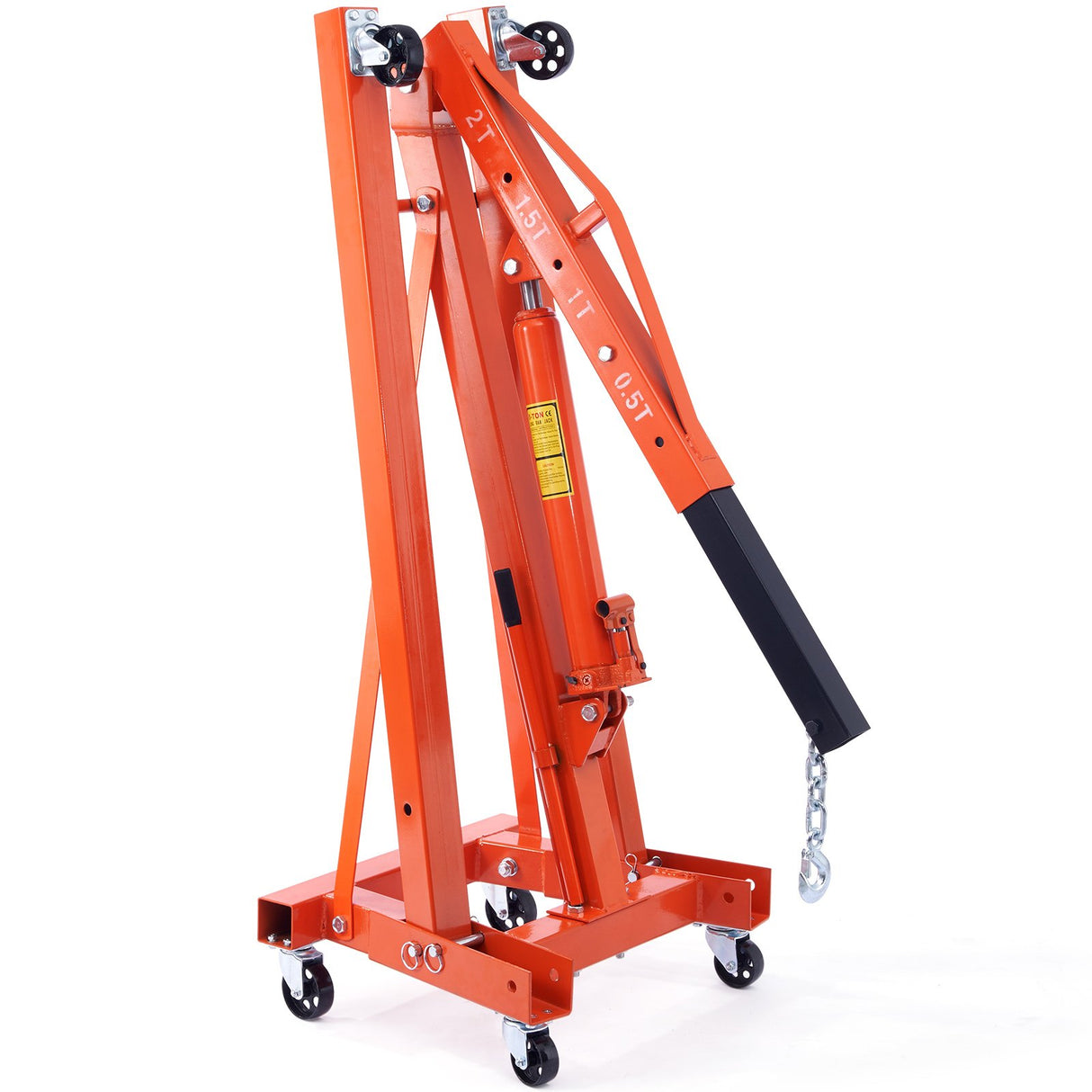 VEVOR Hydraulic Engine Hoist with Lever, 2000KG Heavy-duty Cherry Picker Shop Crane, Foldable Engine Crane and Engine Hoist leveler for Auto Repair,