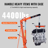 VEVOR Hydraulic Engine Hoist with Lever, 2000KG Heavy-duty Cherry Picker Shop Crane, Foldable Engine Crane and Engine Hoist leveler for Auto Repair,