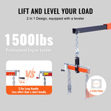 VEVOR Hydraulic Engine Hoist with Lever, 2000KG Heavy-duty Cherry Picker Shop Crane, Foldable Engine Crane and Engine Hoist leveler for Auto Repair,