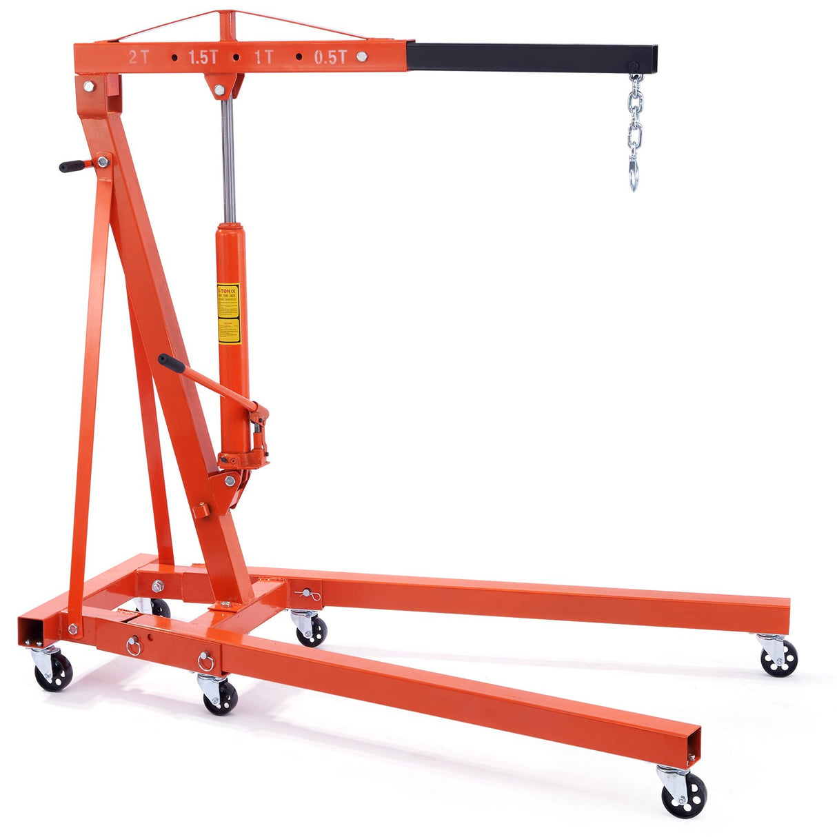VEVOR Hydraulic Engine Hoist with Lever, 2000KG Heavy-duty Cherry Picker Shop Crane, Foldable Engine Crane and Engine Hoist leveler for Auto Repair,