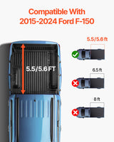 VEVOR Tri-Fold Truck Bed Tonneau Cover, Compatible with 2015-2024 Ford F-150, Lightning, Styleside 1661 mm Bed, Fit 1704 x 1656 mm/1661 x 1656 mm Inside Bed, 181.4 kg Load Capacity, LED Light, Black - Front View