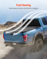 VEVOR Tri-Fold Truck Bed Tonneau Cover, Compatible with 2015-2024 Ford F-150, Lightning, Styleside 1661 mm Bed, Fit 1704 x 1656 mm/1661 x 1656 mm Inside Bed, 181.4 kg Load Capacity, LED Light, Black - Rear View