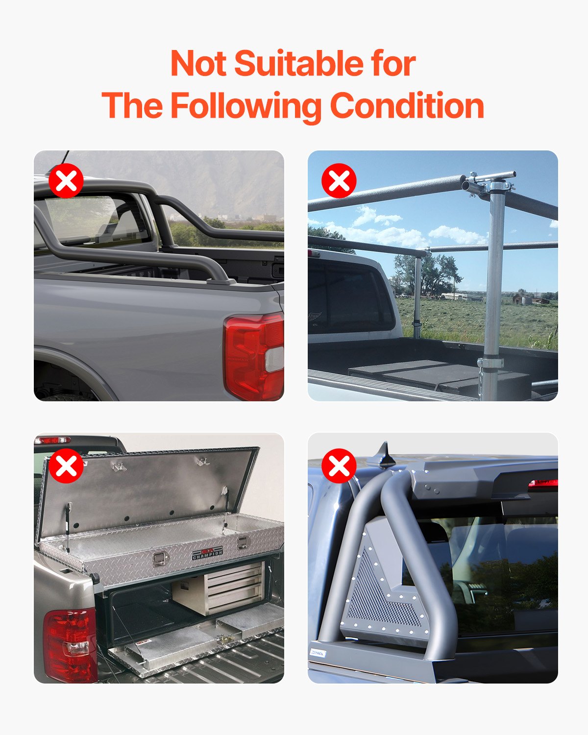 VEVOR Tri-Fold Truck Bed Tonneau Cover, Compatible with 2015-2024 Ford F-150, Lightning, Styleside 1661 mm Bed, Fit 1704 x 1656 mm/1661 x 1656 mm Inside Bed, 181.4 kg Load Capacity, LED Light, Black
