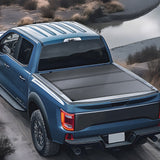 VEVOR Tri-Fold Truck Bed Tonneau Cover, Compatible with 2015-2024 Ford F-150, Lightning, Styleside 1661 mm Bed, Fit 1704 x 1656 mm/1661 x 1656 mm Inside Bed, 181.4 kg Load Capacity, LED Light, Black - Low Angle