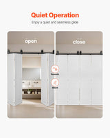 Bi-Folding Sliding Barn Door Hardware Track Kit, 64" Top Mount Track Kit, Slide Smoothly & Quietly, Heavy Duty, Easy to Install, Suitable for Four 15" Closet Pantry Laundry Doors (Not Included)