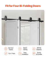 Bi-Folding Sliding Barn Door Hardware Track Kit, 52