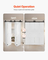 Bi-Folding Sliding Barn Door Hardware Track Kit, 52" Top Mount Track Kit, Slide Smoothly & Quietly, Heavy Duty, Easy to Install, Suitable for Four 12" Closet Pantry Laundry Doors (Not Included)