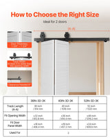 VEVOR Bi-Folding Sliding Barn Door Hardware Track Kit 40" for Two 18" Doors