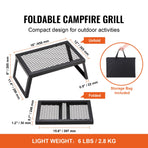 Folding Campfire Grill Portable Camping Fire Pit Steel Outdoor BBQ Picnic