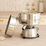 VEVOR Automatic Electric Vibrating Sieve, Stainless Steel Sifter Shaker Machine with 30+50 Mesh, 45W Automatic Powder Sifter Machine Countertop, Electric Sieve Shaker for Flour Powers, Mungbean, Rice - Low Angle