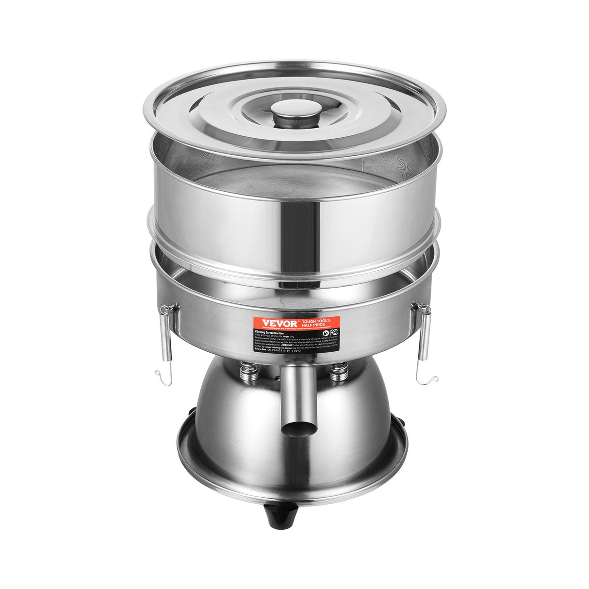 Automatic Electric Vibrating Sieve, Stainless Steel Sifter Shaker Machine with 40+60 Mesh, 45W Automatic Powder Sifter Machine Countertop, Electric Sieve Shaker for Flour Powers, Mungbean, Rice