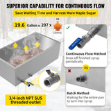 VEVOR Maple Syrup Evaporator Pan 76x41x24 cm Stainless Steel Maple Syrup Boiling Pan with Valve for Boiling Maple Syrup - 45-Degree Angle