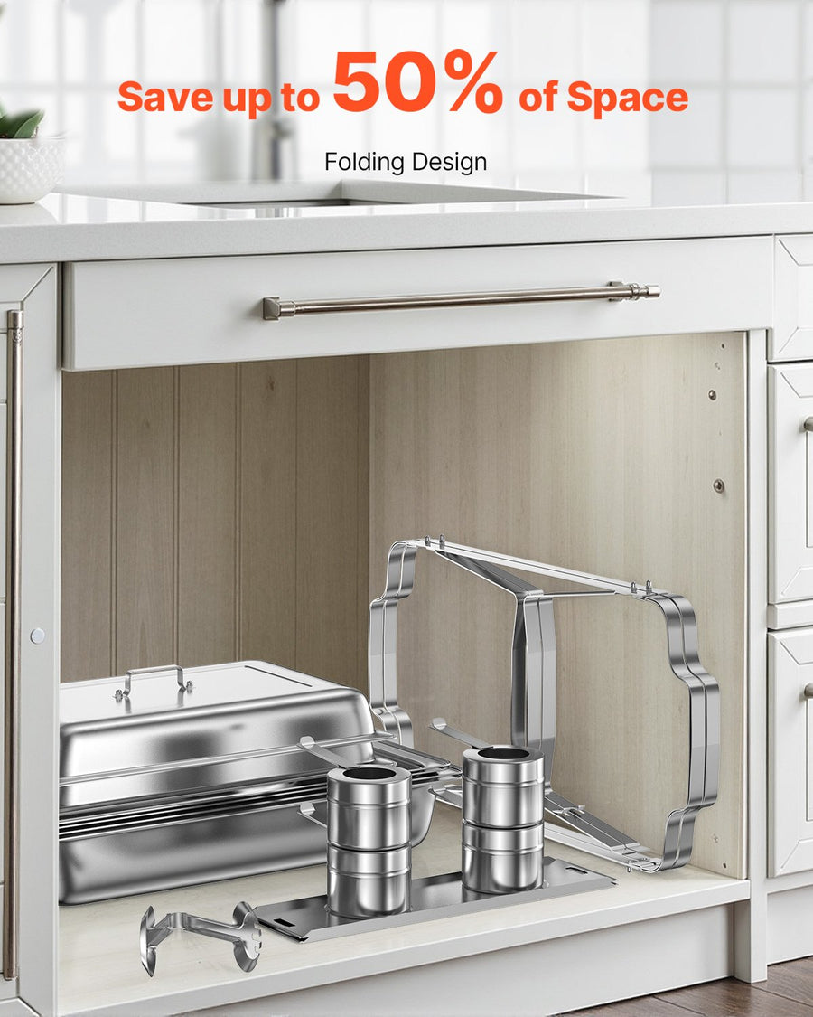 VEVOR 8 Qt 2 Pack Rectangle Chafing Dish Buffet Set Fullsize Pan Stainless Steel, image 6