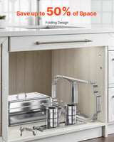 VEVOR 8 Qt 6 Pack Rectangle Chafing Dish Buffet Set Fullsize Pan Stainless Steel - Rear View