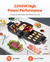 VEVOR Hot Pot with Grill 2300W 2-in-1 Electric Smokeless BBQ with Removable Pot - Front View