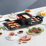 VEVOR Hot Pot with Grill 2300W 2-in-1 Electric Smokeless BBQ with Removable Pot - Low Angle