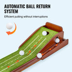 Golf Putting Mat, 1 Hole Indoor Golf Putting Green, Wrinkle-Free Golf Training Aid, Mini Golf Accessory with Auto-Ball Return, Alignment Guide, and Wood Base, Game Practice Gift for Home Office