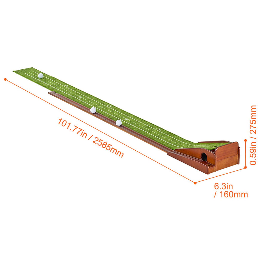 Golf Putting Mat, 1 Hole Indoor Golf Putting Green, Wrinkle-Free Golf Training Aid, Mini Golf Accessory with Auto-Ball Return, Alignment Guide, and Wood Base, Game Practice Gift for Home Office