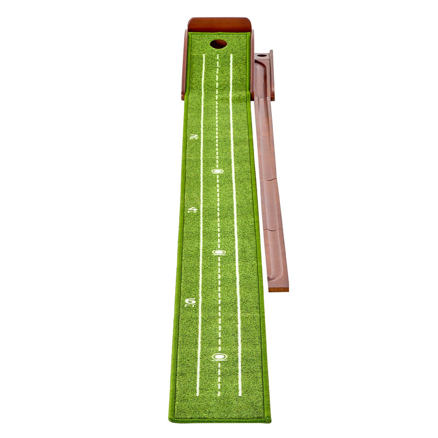 Golf Putting Mat, 1 Hole Indoor Golf Putting Green, Wrinkle-Free Golf Training Aid, Mini Golf Accessory with Auto-Ball Return, Alignment Guide, and Wood Base, Game Practice Gift for Home Office