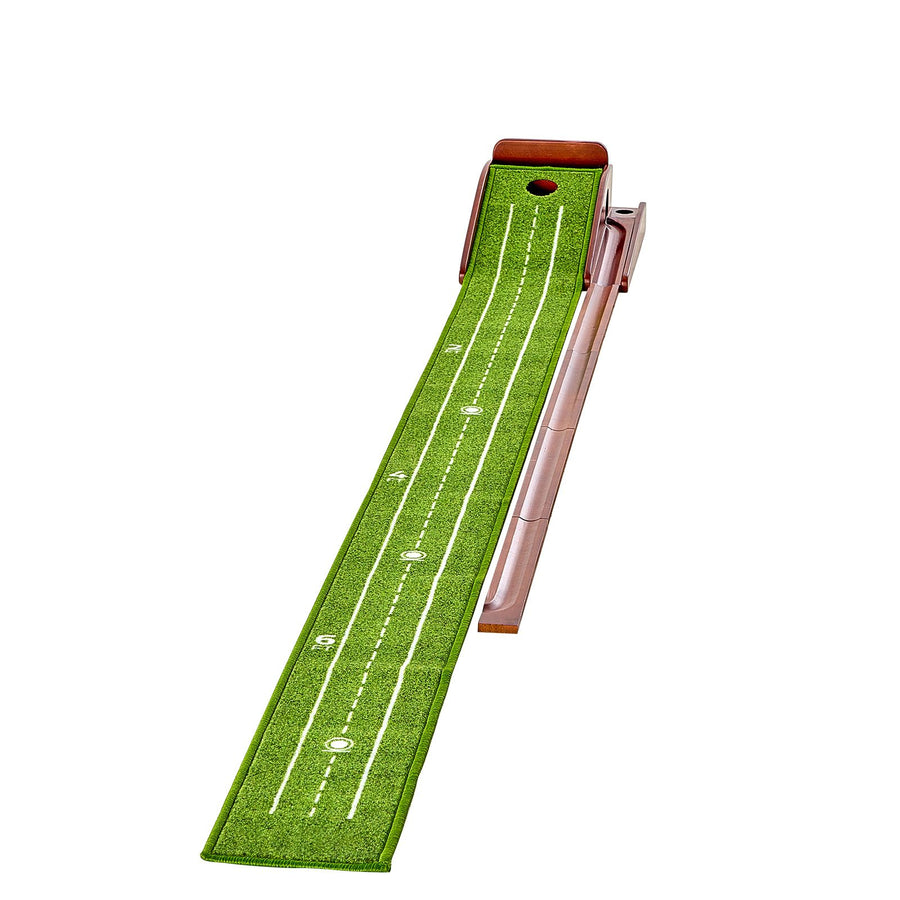 Golf Putting Mat, 1 Hole Indoor Golf Putting Green, Wrinkle-Free Golf Training Aid, Mini Golf Accessory with Auto-Ball Return, Alignment Guide, and Wood Base, Game Practice Gift for Home Office