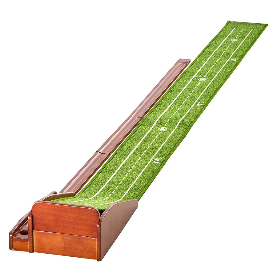 Golf Putting Mat, 1 Hole Indoor Golf Putting Green, Wrinkle-Free Golf Training Aid, Mini Golf Accessory with Auto-Ball Return, Alignment Guide, and Wood Base, Game Practice Gift for Home Office
